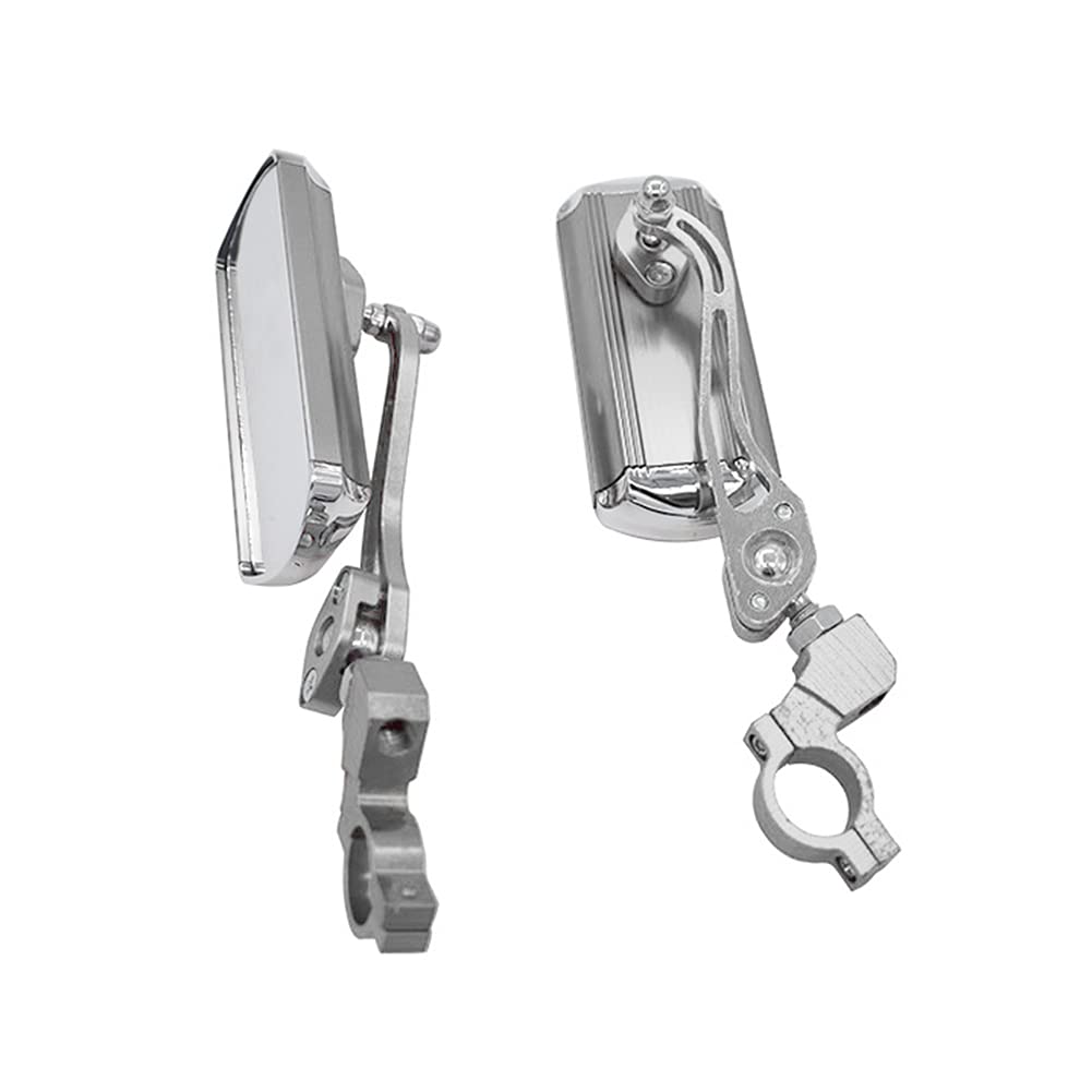 ihreesy Handlebar Bike Mirror,Bicycle Rear View Mirrors Aluminum Alloy Motorcycle Side Mirror Shockproof Bike Glass Mirror for 21mm to 24mm Handlebar Mountain Road Bike,Silver