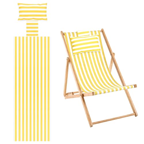 M METERXITY Beach Sling Chair Replacement Canvas 16x44.5in Pinstripe Yellow