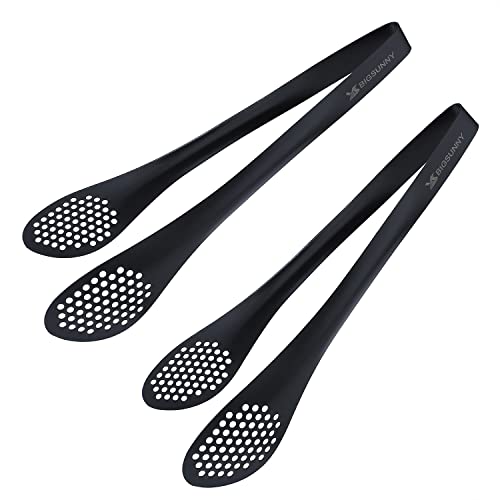 Msy Bigsunny Stainless Steel Buffet Tongs - Heavy Duty Kitchen Food Tong For Cooking And Serving (Black - 11" Serving Tongs) #TOP29