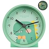 Kinderwecker ohne Ticken Kinderwecker Niedlicher Druck Wecker mit Nachtlicht Wecker für Jungen Mädchen und Studenten Lernwecker Lernuhr Weckuhr Snooze Analog Quartz Wecker (Kleiner Dinosaurier)