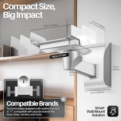 TNP Bookshelf Speaker Wall Mounts, Dual Side Clamps, 55 lb, 2 Pack, White by TNP Products - Image 3