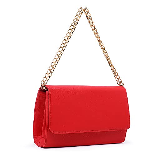 Bolsa Clutch Feminina Vermelha Alça De Corrente CM Shoes