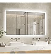 furduzz 28x20 Inch LED Bathroom Mirror with Touch Sensor,Wall Mounted Bathroom Vanity Mirror ...