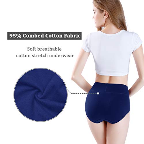 Image of wirarpa Women's Cotton Underwear High Waist Full Coverage Brief Panty Multipack