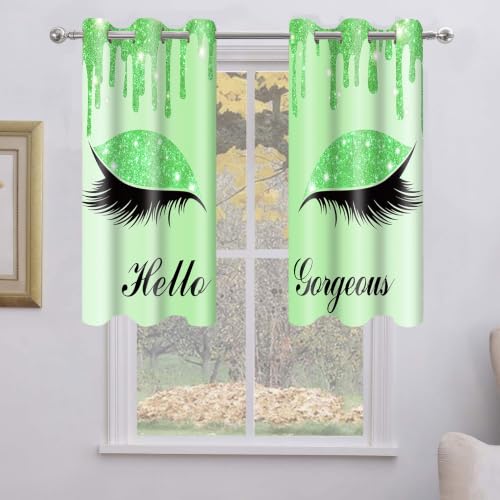 BSPPTI Hello Gorgeous Curtains, Light Green Blackout Curtains, 42x60inches