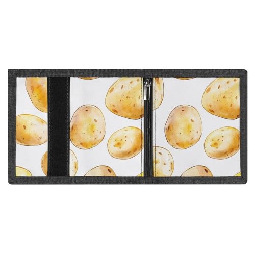 Hand-Drawn Potatoes Trifold Wallets for Men Women Ultra Thin Card Holder Purse with Zip Coin Pocket4