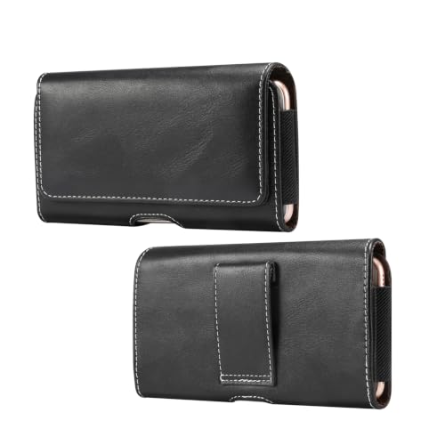 Compatible con iPhone 17/16/15/14/13/12 Pro Max, funda de cuero para cinturón de teléfono celular compatible con Samsung S26/S25/S24/S23/S22 Ultra funda (6.3 pulgadas horizontal)