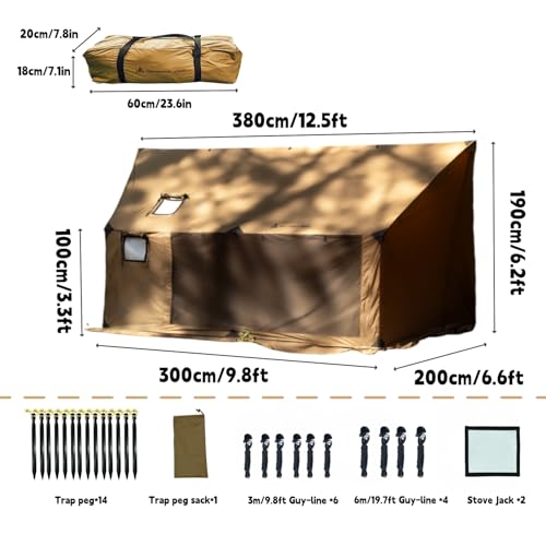 Carpa Hammock Hot Brown para 2-3 personas con estufa portátil miniatura 4