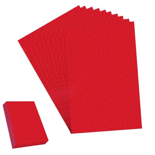 Stiff Felt Sheets for Crafts 10 Pieces 7 X 11 Soft Thick Craft Hobby Felt Fabric Sheets for DIY Art Sewing Projects and Making Supplies Red