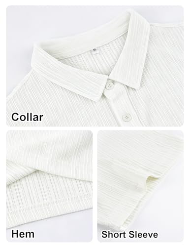 Camisetas Polo para Hombre de Manga Corta, Tejido Texturizado y Elástico, Cuello con Botones, Ligero y Transpirable, Estilo Casual y Elegante, Ideal para Verano, Negocios y Viajes miniatura 6