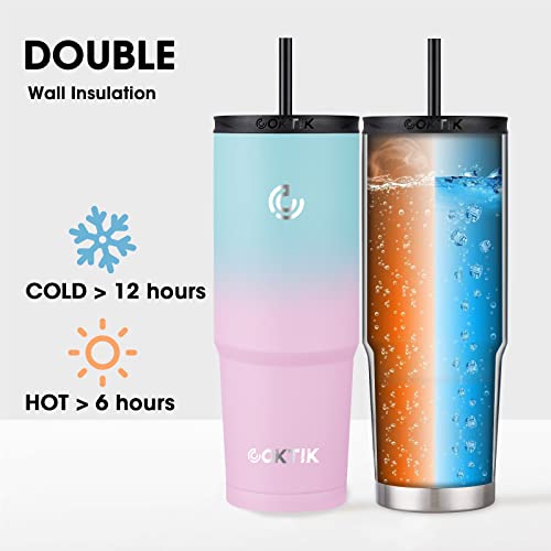 Coktik 32 Oz Insulated Tumbler, With 3 Lids(2 Straws/Flip) Stainless Steel Double Vacuum Coffee Tumbler Cup, Leakproof Travel Mug,Keeps Cold And Hot #TOP2