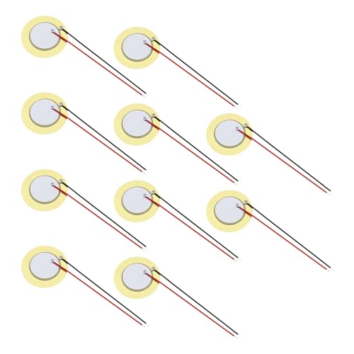 Image of YINETTECH 10pcs 20mm Copper Disc Piezo Buzzer 2 Poles Buzzer Acoustic Pickup Transducer Elements for Touch Sensors Electronic Drum Triggers Buzzers