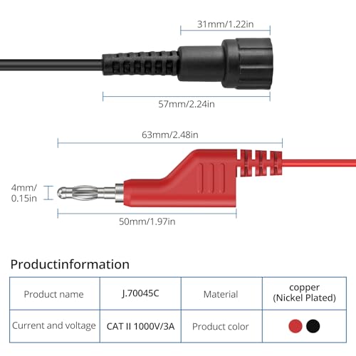 Image of AUTOUTLET BNC to Banana Plug Adapter Test Lead, Heavy Duty Oscilloscope Cable with Stackable 4mm Banana Plugs, 5A 500V, for Signal Generators & Auto Measurement Work
