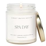 Sweet Water Decor Spa Day Soy Candle - Sea Salt, Jasmine, Wood and Cream Scented Spring Candles for...