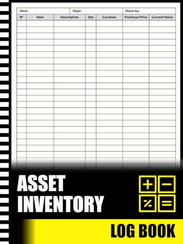 Asset Inventory Log Book: Inventory Book Ideal for Housekeeping.