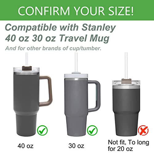 Cteats Reusable Glass Straws Compatible With Stanley 40 Oz 30 Oz Cup Tumbler, Pack Of 6 Clear Replacement Straws With 2 Cleaning Brushes Drinking Straws For Stanley Accesspries #TOP3