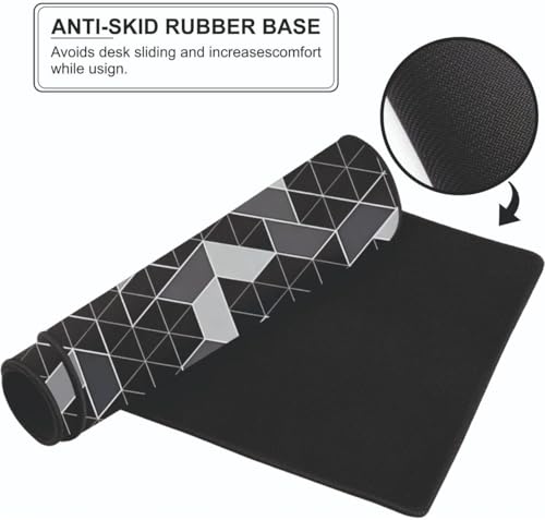 Image of Abstract Geometric Grid,Large Desk Mat, Extended Mouse Pad 58.5 x 28 cm, Desk Pad, Washable Mousepad, 2mm Thick Non-Slip Rubber Base, Stitched Edges for Office, Home & Workstation (Multicolour)