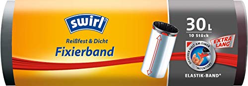 Swirl Vuilniszakken met bevestigingsband, extra lang, 30 liter, 1 rol met 10 zakken, antraciet
