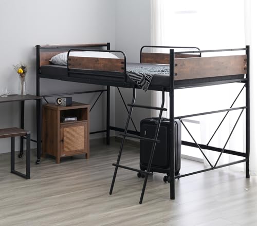 Kennkari ���t�g�x�b�h �͂����t�� ���[�^�C�v ���t�g �x�b�h �R���Z���g�t�� ��l�p �~�h���^�C�v �p�C�v�x�b�h �V���O�� �x�b�h�t���[�� ��� �X�`�[���� �n���K�[�|�[��4�{�t�� ��l��炵 loft bed ����125cm (A�^�F�u���b�N)