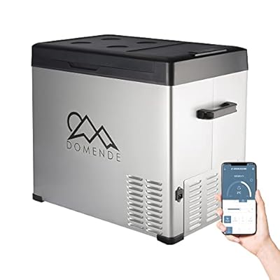 Domende 12 Volt Portable Refrigerator 54 Quart Car Fridge with Compressor (-4 ºF to 68 ºF), Vehicle, Car, Truck, RV, Electric Cooler Freezer for Driving, Camping, Travel, Fishing, 12/24V DC Outdoor