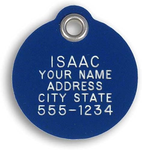 Durable Plastic Pet ID Tag, Outlasts Cheap Aluminum Tags for The Same Price, Custom Engraved, Small Blue Round