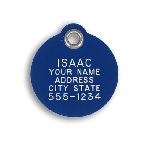 Durable Plastic Pet Id Tag, Outlasts Cheap Aluminum Tags For The Same Price, Custom Engraved, Small Blue Round #TOP6