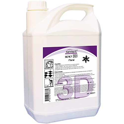 Produits et accessoires de nettoyage - Produit ménager entretien maison - Nettoyeur Sol - Nettoyant Sol - Détergent surodorant bactéricide 3D Eco - SENET - Bidon 5L - Parfum Floral Cover