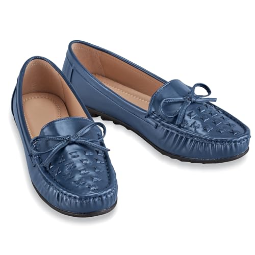 Collections Etc Woven Textured Padded Insoles Slip-On Loafers