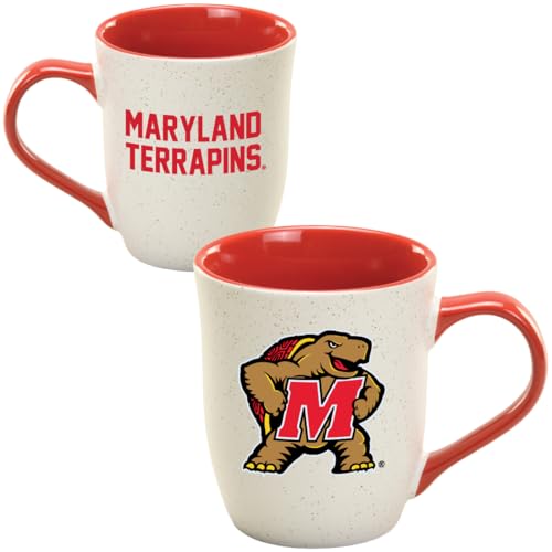 RFSJ Maryland Terrapins Ceramic 16oz Granite Mug – Official Team Logo Coffee Cup with Colored Interior and Handle – Handwash Recommended – Individually Boxed