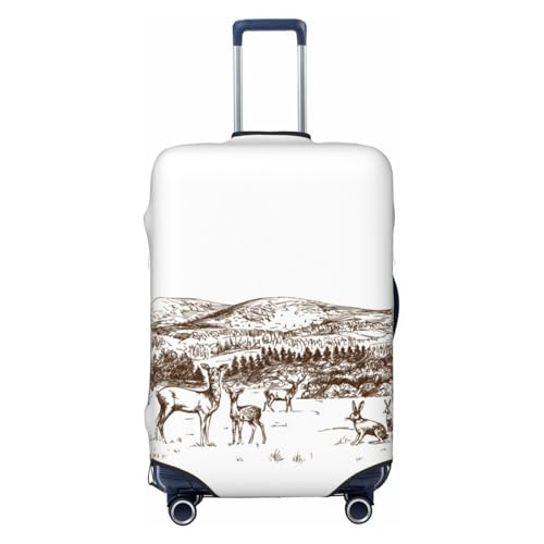 Woodland Forest With Deers Travel Luggage Covers - Elasticity Suitcase Covers Protector for Luggage 18-32 Inch