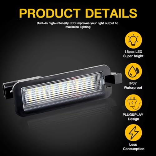 Luz de matrícula para Jeep Compass 2017-2022 pack de 2 piezas recambio 68276972AA 4