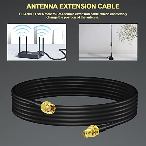 SMA WiFi Antenna Extension 5M /16.4ft SMA Male to SMA Female OD=4.82mm Low Loss RG58 Coax Cable for 2G/3G/4G/5G LTE Antenna Wireless Router WLAN Modem BaoFeng Kenwood Yaesu(Not for TV)