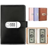 100 Pockets Currency Album with Password Lock Top Grade PU Leather Banknote Collection Book Binder World Paper Money Holders Sleeves for Collector Dollar Bill Cash Storage Collecting Supplies, Black