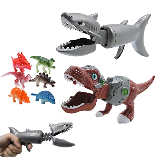 TLM Toys - Juguete de baño | Grabber Toy para niños con 6 dinosaurios de juguete,dinosaurio pájaro carpintero telescopio de plumas manipulador clip clip niño juguete baño bebé baño juguete Cover