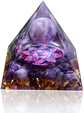 Crystal Pyramid Ogan Chakra Crushed Stone,Moonstone Crystal Energy Tower Nature Reiki Stone Jewelry, Health Protection Positive Energy Generator to Attract Wealth and Wisdom (Color: A)