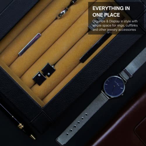 Decorebay Explorer Cufflink Box And Luxury Jewelry Display Case For Men With Glass Top - Black #TOP2
