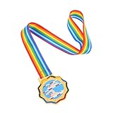 DECOMELODY Goldene Schwimmmedaillen mit Metallanhänger und Farbigem Band Kindgerecht Langlebig für Schulwettbewerbe und Schwimmveranstaltungen als Bleibendes Erinnerungsstück