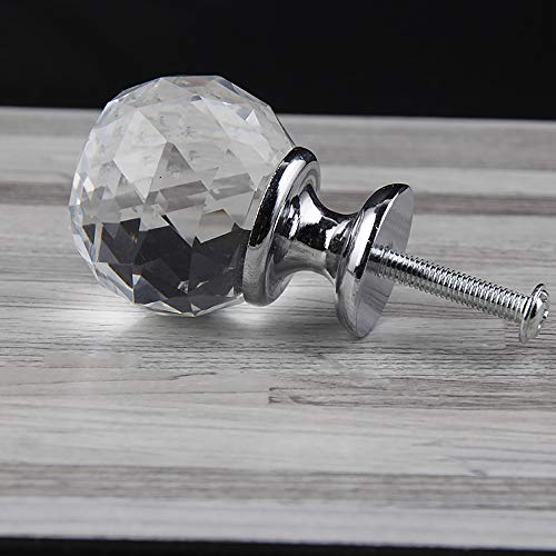 Mdply 5 Pcs Crystal Glass Cabinet Knobs With 2 Sizes Of Screws, Decorative Ball Pulls Handles For Drawer Dresser Kitchen Cabinets Wardrobe Bathroom Cabinet Desk - Yl00008 (Silver) #TOP4