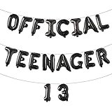 RUIANSI 16 Inch Multicolor Official Teenager 13 Birthday Decoration 18pcs Aluminum Foil Balloons with 10m Ribbon & Plastic Straw