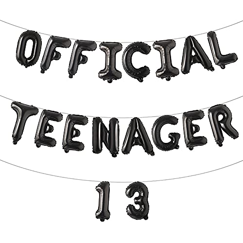 RUIANSI 16 Inch Multicolor Official Teenager 13 Birthday Decoration 18pcs Aluminum Foil Balloons with 10m Ribbon & Plastic Straw