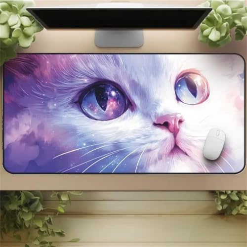 Alfombrilla gaming XXL Ojos de Gato para transformar tu escritorio de juegos y portátil
