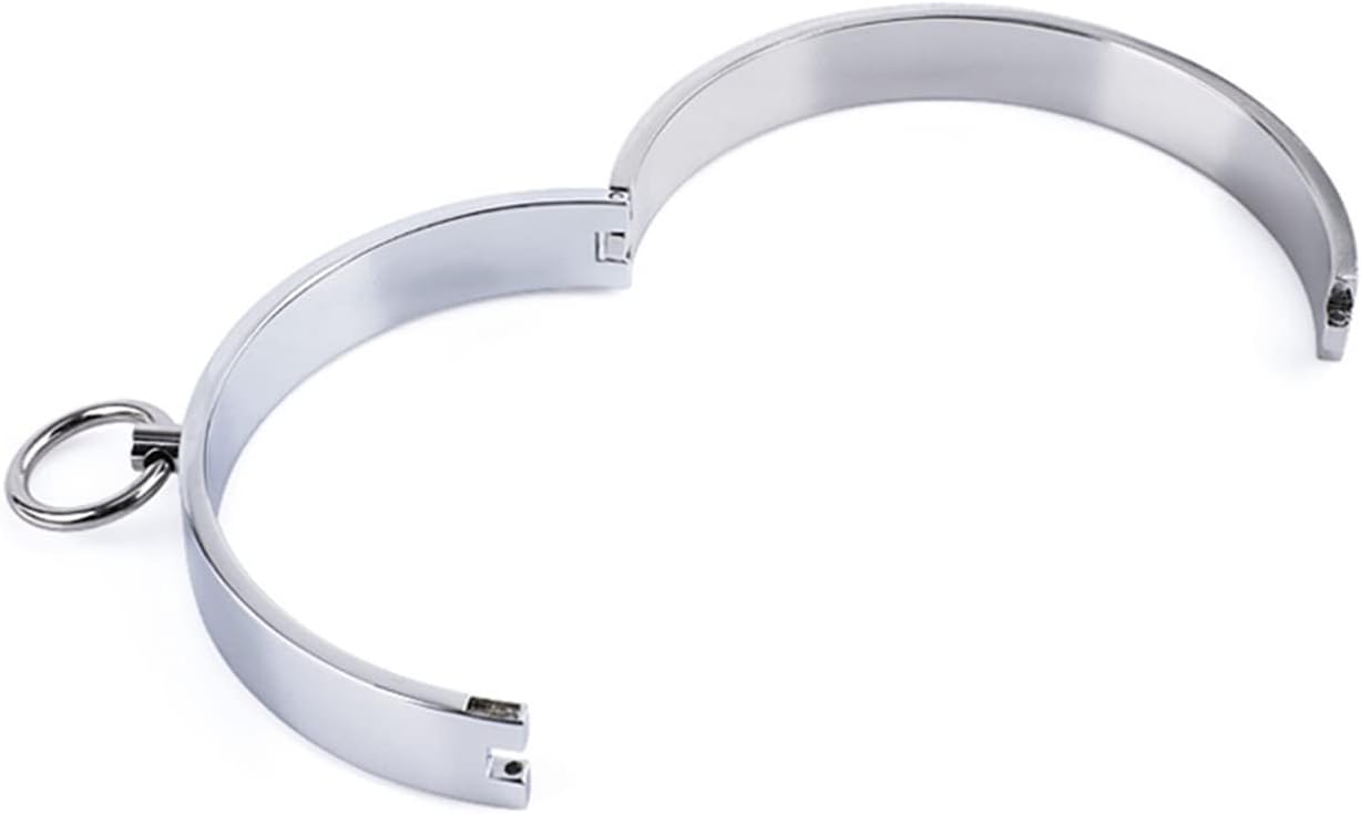 Stainless Steel O Ring Necklace +Pulling rope- Removable Fashion Choker, Short Collar for Unisex (Men, Diameter:5.7"/14.5cm)