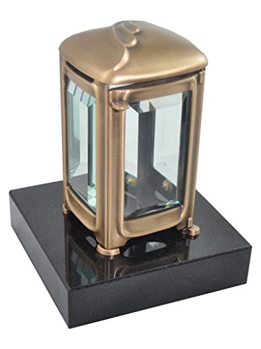 Kunst-Art-Köhl Grablaterne 9472/17 in Messing oder Aluminium montiert auf einem Granitsockel (Messing, Black) Cover