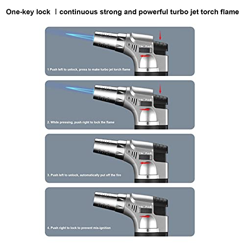 Maçarico Isqueiro | Isqueiro Tocha De Cozinha,Tocha de comida com chama continuamente ajustável e tr