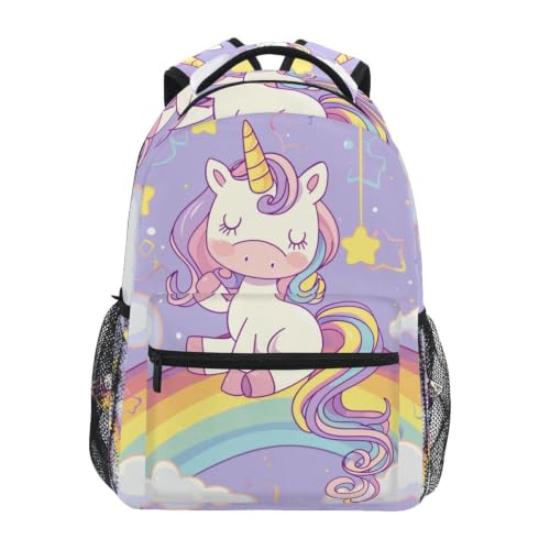Sac à dos scolaire ordinateur motif licorne pourpre cartable voyage enfant filles