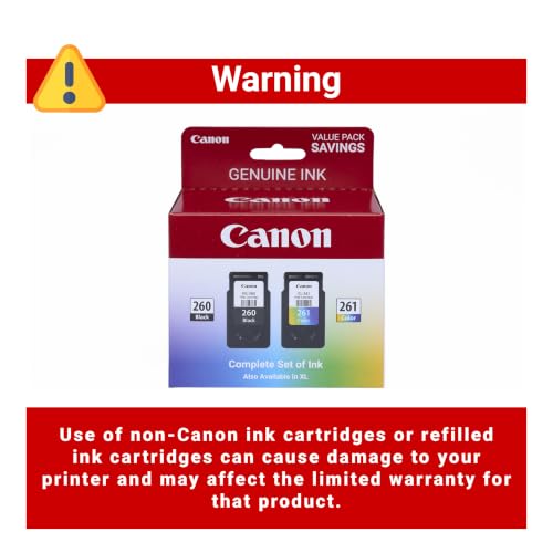 Image of Canon PG-260 / CLI-261 Genuine Ink Value Pack (2 Cartridges), Compatible with TS5320, TR7020 | Compatible with TS5320, TR7020