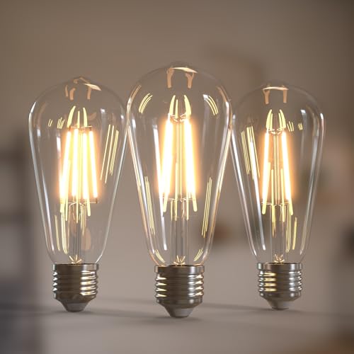 Image of Jensense Edison Bulbs E26 LED Bulb 60 Watt Equivalent, Vintage LED Light Bulbs CRI90+ ST19, Dimmable Clear Light Bulbs (2700k Warm White, 6watt-3 Pack)