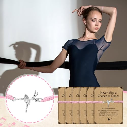 Liliaafar 12 Set Dance Recital Gifts Bulk for Team Pink Ballet Dance Bracelet Ballerina Jewelry Team Gifts for Women with Inspirational Greeting Card Classrooms Exchange Dancing Birthday Party Favor by Liliaafar - Used condition - Image 5