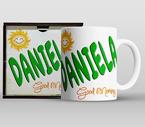 Vestipassioni Tazza Personalizzata con Nome in Ceramica con Contenitore in Legno Multiuso, Tazza Colazione con Scritta Nome Personalizzata, Made In Italy, Idea Regalo Personalizzato