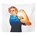 NA Obra de Arte Colgante de Pared Can Rosie The Riveter Campaña Feminista Vintage Mujeres Propaganda Pulgadas Decoración para el hogar Tapices Colchón Mantel Cortina Estampado